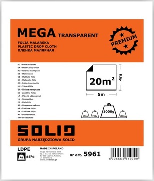 SOLID Folia malarska MEGA transparent 20m2 1000g
