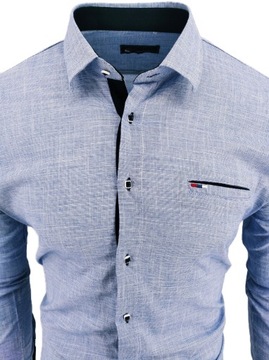 РУБАШКА МУЖСКАЯ, СИНИЙ ВОРОТНИК, ЗНАК 008 XL