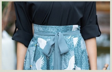 JAPOŃSKA SPÓDNICA ŻURAW TSURU KIMONO YUKATA PASEK COSPLAY YUKATA NIEBIESKA