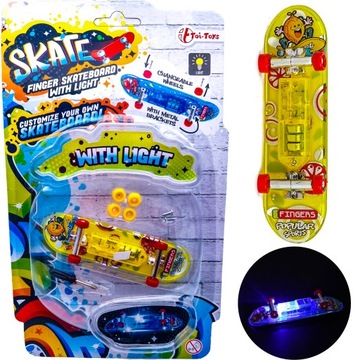 FINGERBOARRD Z PODŚWIETLENIEM SKATEBOARD + 4 KOŁA