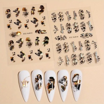 НАКЛЕЙКИ ДЛЯ НОГТЕЙ САМОКЛЕЯЩИЕСЯ украшения для ногтей 3D золото женщина