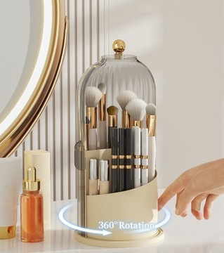 ОРГАНАЙЗЕР КОНТЕЙНЕР ДЛЯ КОСМЕТИКИ КОРОБКА ДЛЯ КИСТЕЙ ДЛЯ МАКИЯЖА ЭЛЕГАНТНЫЙ БЕЖЕВЫЙ