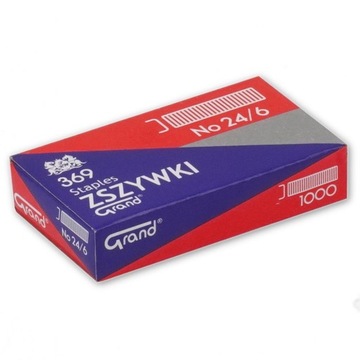 10x 1000szt zszywki biurowe stalowe Grand 24/6
