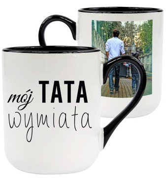 FOTO KUBEK Z WŁASNYM NADRUKIEM PREZENT DLA TATY NA DZIEŃ OJCA CZARNY 330ml