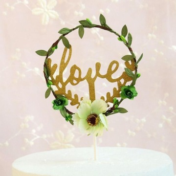 Miłość Monogram ozdoba na wierzch tortu dostawca przyjęcia zaręczynowego na wesele ciasto zielone
