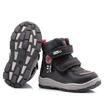 Buty zimowe, ocieplane, black/red z odblaskiem 23 P5-173