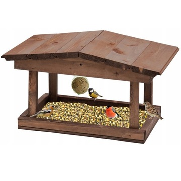 БОЛЬШАЯ ДЕРЕВЯННАЯ КОРМУШКА ДЛЯ КОРМОВЫХ ШАРИКОВ ЗЕРНА ДЛЯ ДИКИХ ПТИЦ XXL