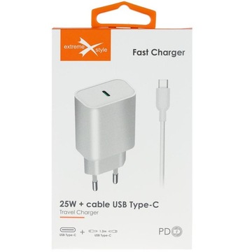 Настенное зарядное устройство USB-C FAST + кабель USB-C 25 Вт