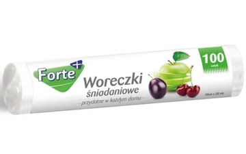 FORTE+ Wytrzymałe woreczki śniadaniowe, 100 sztuk