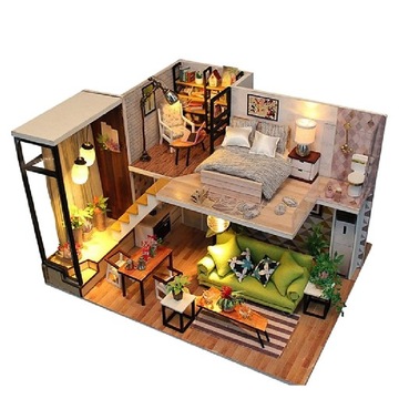DIY Dollhouse Miniature Kit European House w/ LED