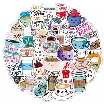KAWA KAWKA NAKLEJKI STICKERBOMB MIX WLEPKI 50 szt