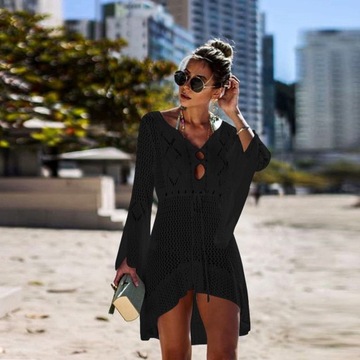 ПЛЯЖНАЯ ТУНИКА ЛЕТНЕЕ ПЛАТЬЕ КРУЖЕВНОЕ С ВЫРЕЗОМ