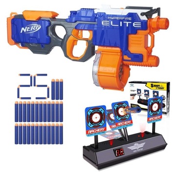 NERF ELITE HYPERFIRE AUTOMAT +ELEKTRONICZNA TARCZA