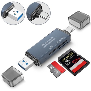 Czytnik kart pamięci adapter USB 3.0 / USB-C microsd sd 2w1 uniwersalny