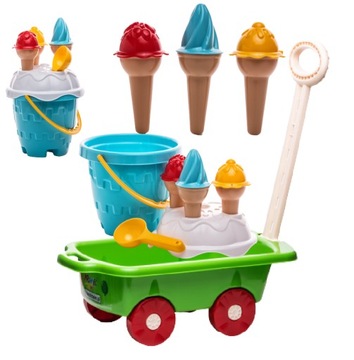 ZESTAW WÓZEK TACZKA Z RĄCZKĄ WIADERKO LODY