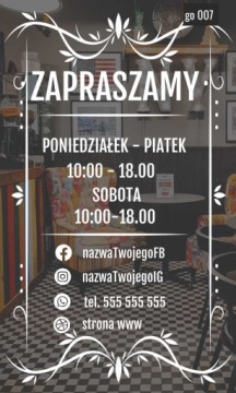 Наклейка ЧАСЫ РАБОТЫ FB IG PHONE 36x60см