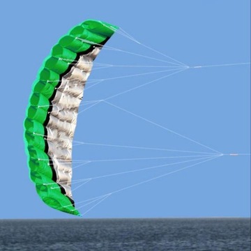 Spadochron z podwójną linką, latawiec Power Kite w kolorze świecącym na zewnątrz, 2,5 metra, zielony
