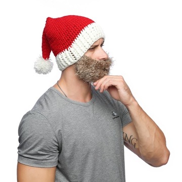 Święty Mikołaj ciepła, ręcznie robiona czapka na drutach
