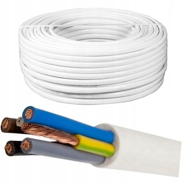 PRZEWÓD AC KABEL PRĄDOWY LINKA OWY 5x6 BIAŁY 1m