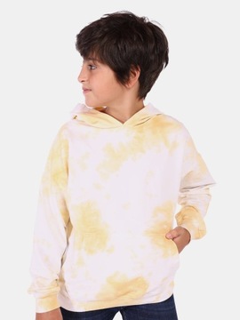 BLUZA CHŁOPIĘCA Z KAPTUREM TIE DYE żółty 140