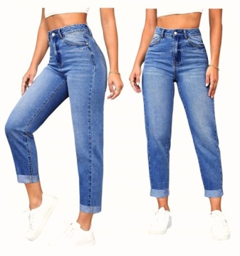 M.SARA SPODNIE DAMSKIE MOM FIT JEANSY WYSZCZUPLAJĄCE DUŻE ROZMIARY 34