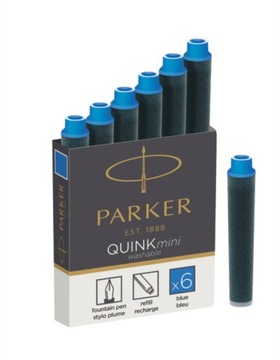PARKER NABOJE DO PIÓRA QUINK MINI NIEBIESKIE ZMYWALNE KRÓTKIE 6 SZT.