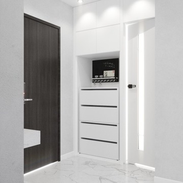 УЗКИЙ ВЫСОКИЙ МОДУЛЬНЫЙ ШКАФ ДЛЯ ОБУВИ СЕРЫЙ ДУБ WOTAN | ХАЛЛИ МЕБЕЛЬ