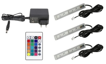 3x LED RGB do witryn gablot półek szyb