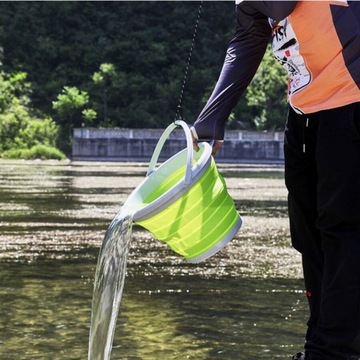 СИЛИКОНОВОЕ ВЕДРО ДЛЯ ВОДЫ, СКЛАДНОЕ, ПОРТАТИВНОЕ, С КРЫШКОЙ, УНИВЕРСАЛЬНОЕ, 5Л