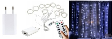 LAMPKI KURTYNA ŚWIETLNA LED 200 3x2M BIAŁY ZIMNY