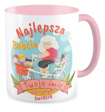 Kubek różowy NAJLEPSZA BABCIA Twoje imię