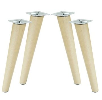 4x Noga do mebli, stolika drewniana, bukowa lakier skośna zestaw 45 cm