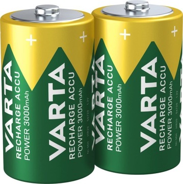 2 x AKUMULATORKI VARTA R20 D HR20 3000mAh BATERIE