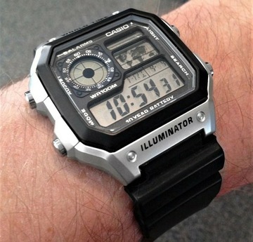 ЦИФРОВЫЕ МУЖСКИЕ ЧАСЫ CASIO AE-1200WH-1C РЕТРО СПОРТ WR100 КОРОБКА