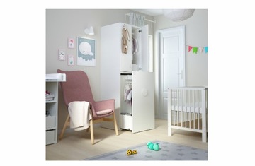 ИКЕА СМАСТАД Гардероб с электроприводом высота белая береза/штанга платяная 60x57x196 см