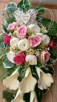 Stroik na cmentarz GRÓB kompozycja SERCE WIKLINOWE