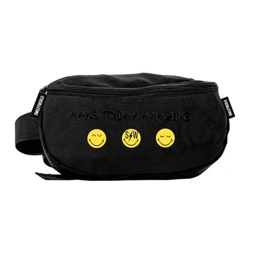 SASZETKA NA PAS - NERKA BEUNIQ SMILEYWORLD Z ŻÓŁTYMI BUŹKAMI CZARNA UNISEX