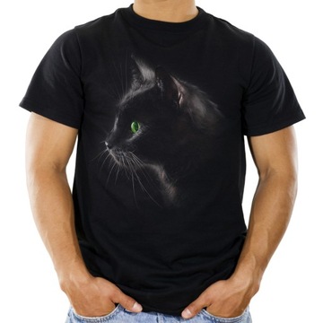 Koszulka z czarnym kotem głową czarnego kota czarny kot t-shirt męska XXL