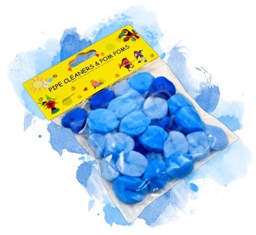 KOLOROWE POMPONY NIEBIESKIE OZDOBNE ARTYKUŁY