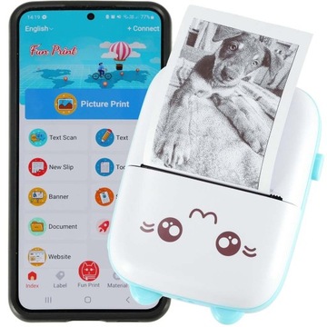 Мини-термопринтер этикеток + USB-кабель Blue Cat