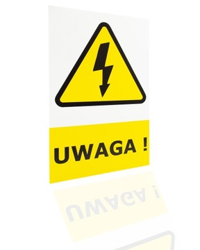 TABLICA PCV 21x32cm UWAGA WYSOKIE NAPIĘCIE PRĄD