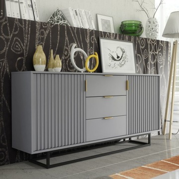 СОВРЕМЕННЫЙ КОМОД, МАТОВЫЙ СЕРЫЙ СТОЛ, РЕБРИСТЫЕ ФАСАДЫ, ГЛАМУР LFT101