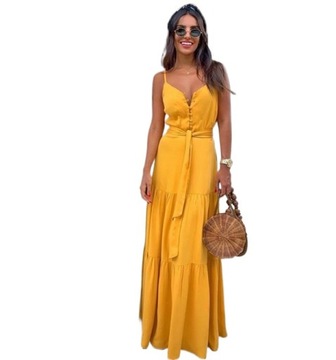 Nowa Modna Sukienka Na Ramiączkach W Stylu Eleganckim Z Dekoltem W Serek