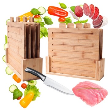 Набор КУХОННЫХ РАЗДЕЛОЧНЫХ ДОСОК БАМБУК 4 шт. Подставка 32х28 в комплекте.