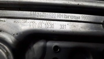24451522 MECHANIZMUS OKNO PRAVÝ ZADNÍ OPEL VECTRA C