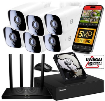 Sada pro Monitorování Ip WiFi 6 Kamer 5MPx 1TB 8MPx rekordér router