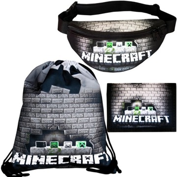 Komplet MINECRAFT Worek Portfel Nerka JAKOŚĆ