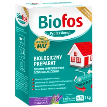 BAKTERIE do SZAMBA BIOFOS MAX Proszek do SZAMBA BLOKADA ZAPACHU LAWENDOWY