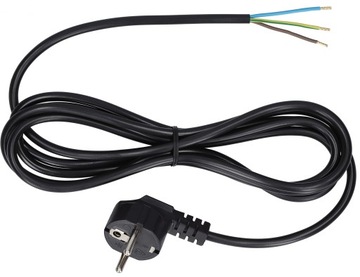 Przewód Kabel z wtyczką kątową H05VV-F 3x1,5 5m czarny