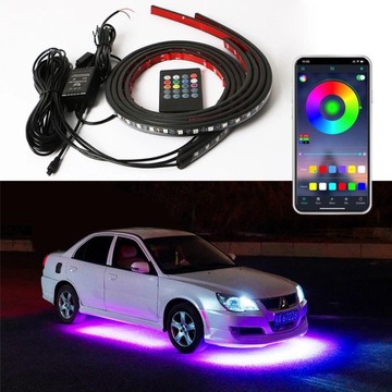 TAŚMA LED POD SAMOCHÓD ŚWIATŁA NEON RGB APLIKACJA